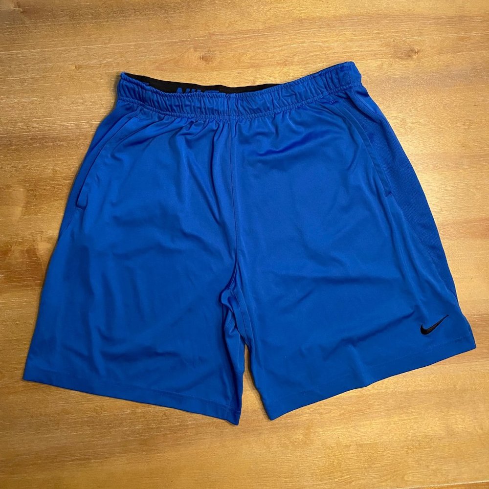 Nike Dri-Fit Mens XL Athletic Shorts - Blue w/ Black Swoosh
